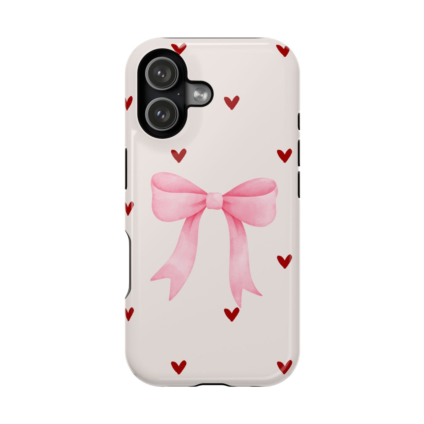 Pink Bow & Red Hearts MagSafe iPhone® Case