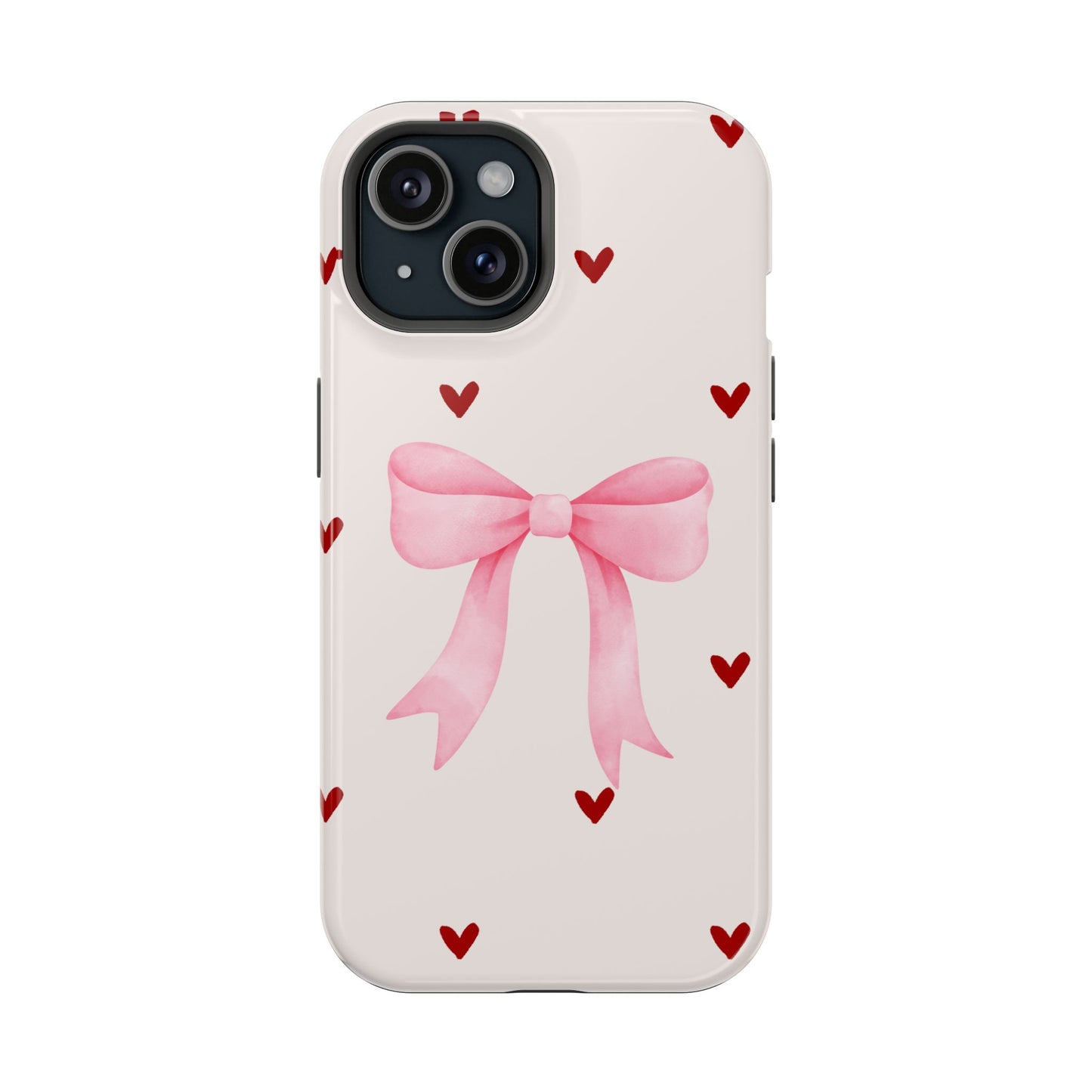 Pink Bow & Red Hearts MagSafe iPhone® Case