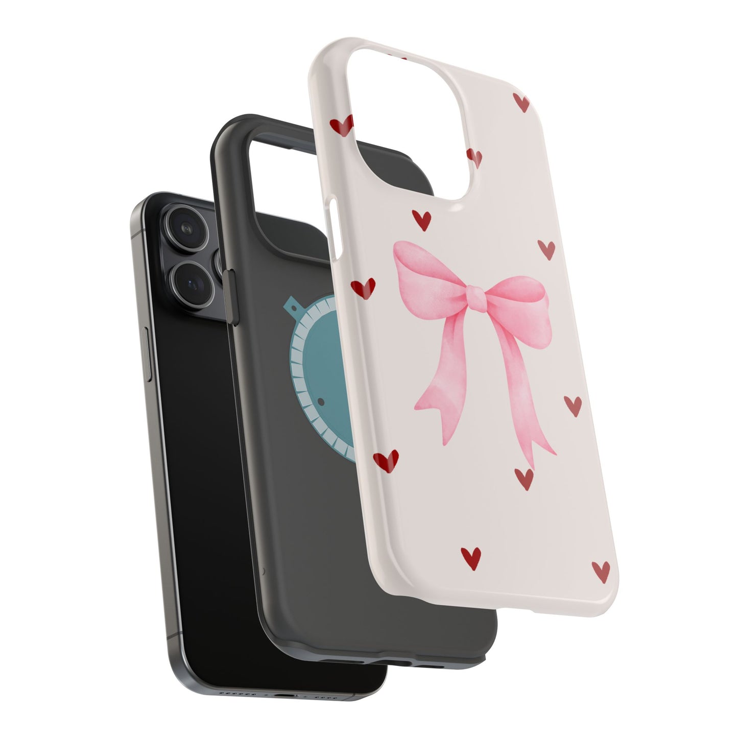 Pink Bow & Red Hearts MagSafe iPhone® Case
