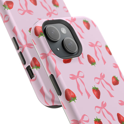 Pink Bow & Strawberry MagSafe iPhone® Case