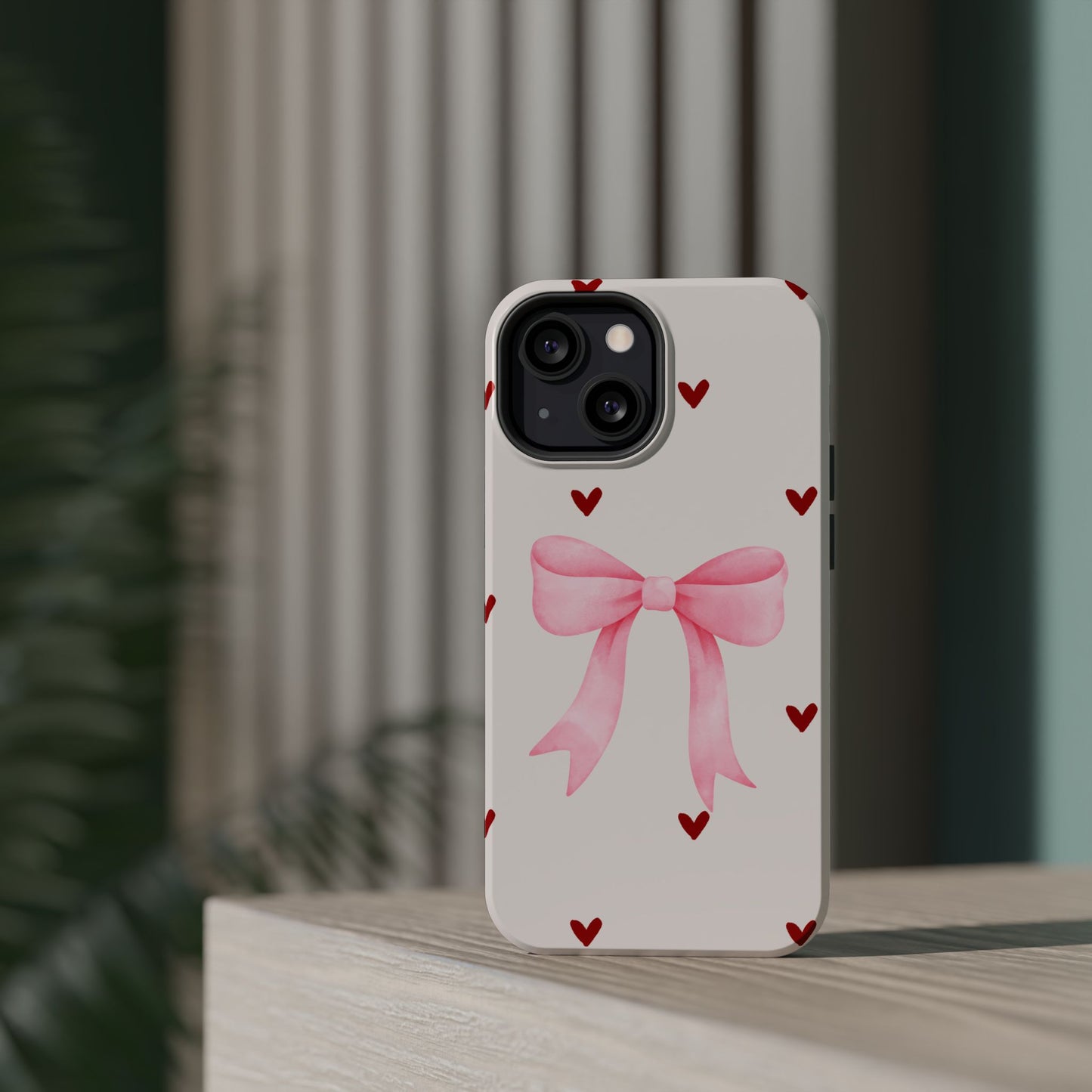 Pink Bow & Red Hearts MagSafe iPhone® Case