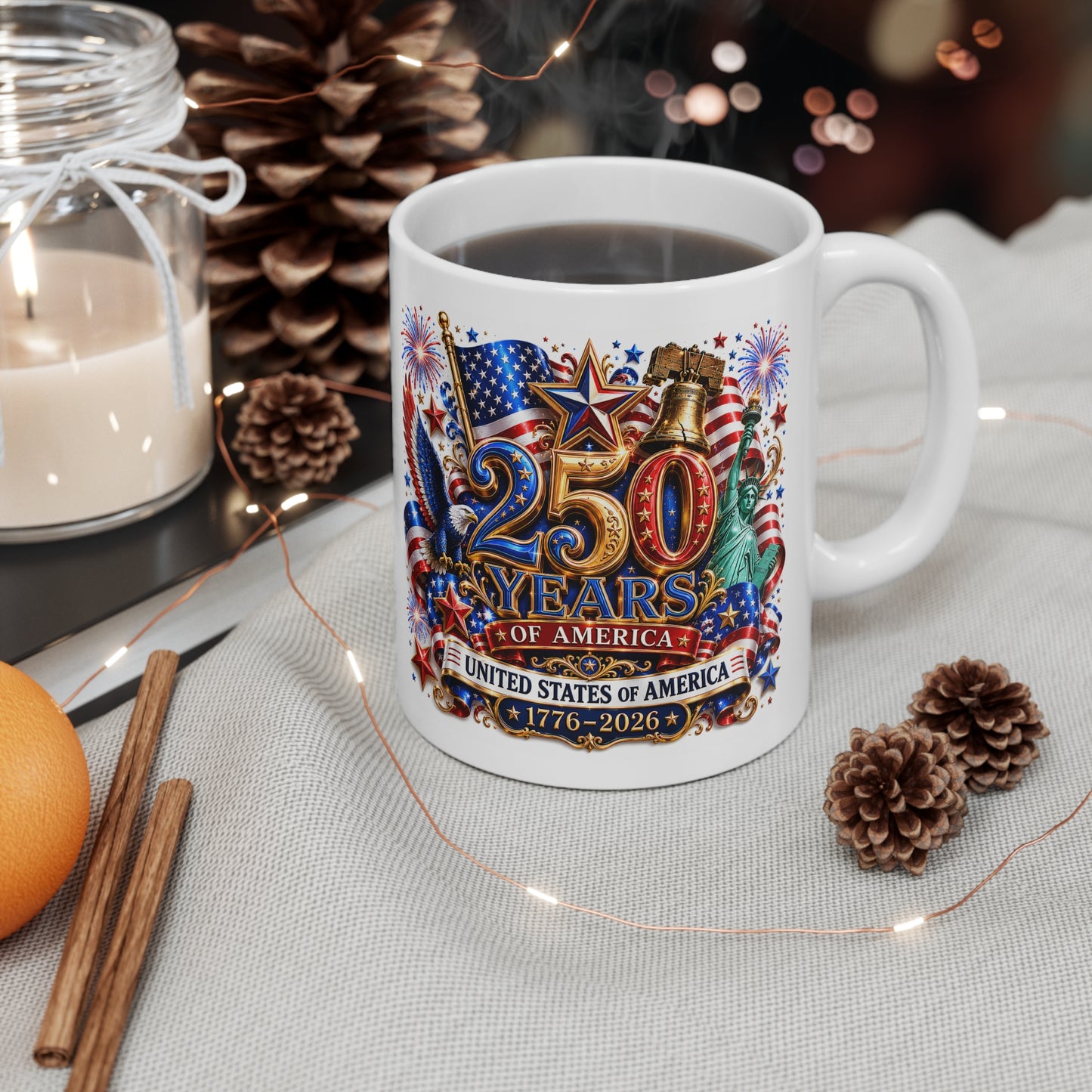 250 Years of America 11oz Mug United States 1776–2026 Patriotic Celebration