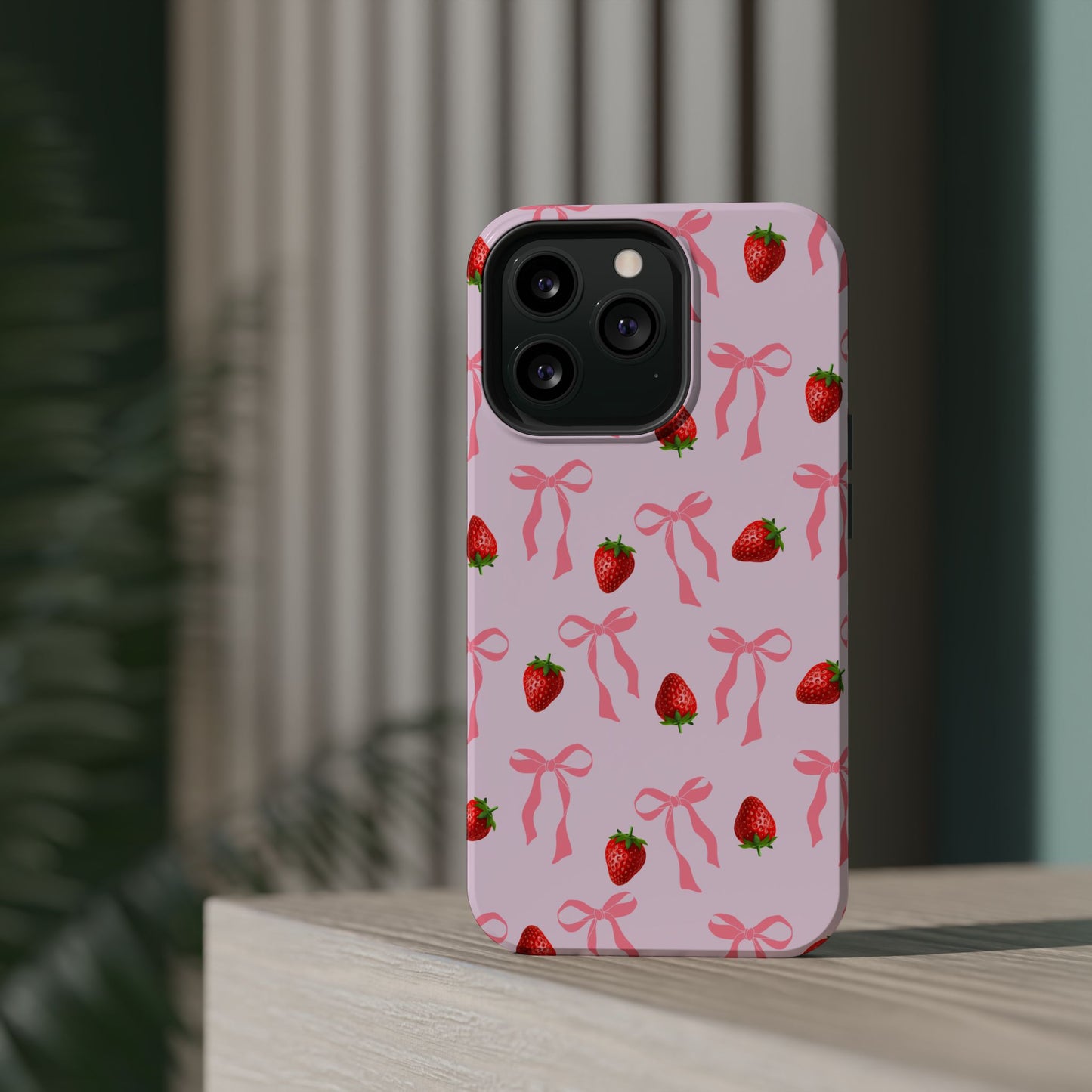 Pink Bow & Strawberry MagSafe iPhone® Case