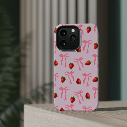 Pink Bow & Strawberry MagSafe iPhone® Case