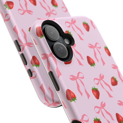 Pink Bow & Strawberry MagSafe iPhone® Case