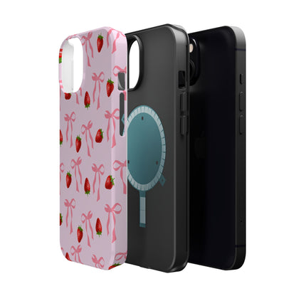 Pink Bow & Strawberry MagSafe iPhone® Case