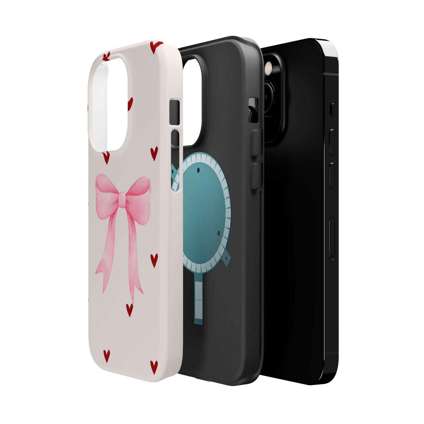 Pink Bow & Red Hearts MagSafe iPhone® Case