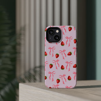 Pink Bow & Strawberry MagSafe iPhone® Case