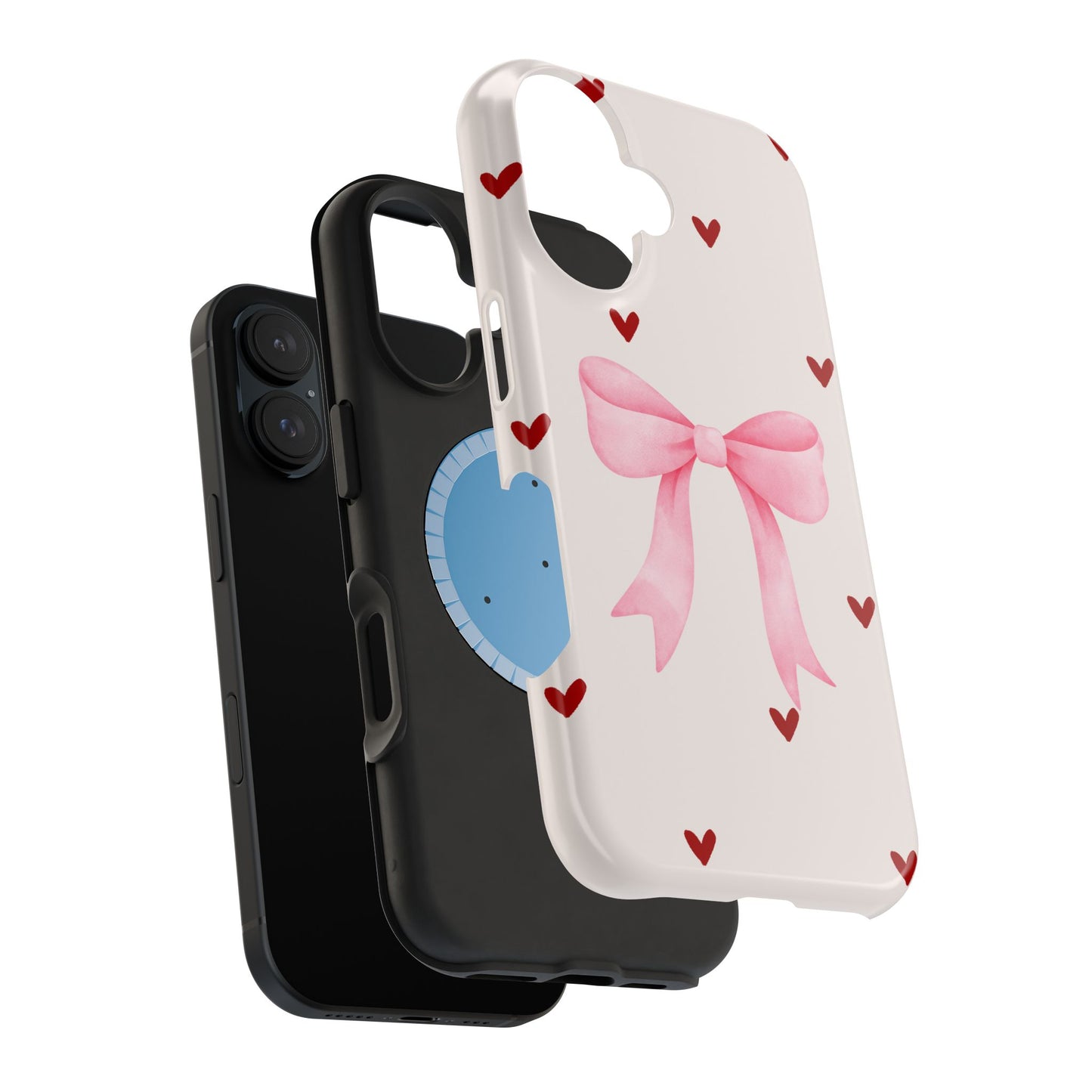 Pink Bow & Red Hearts MagSafe iPhone® Case