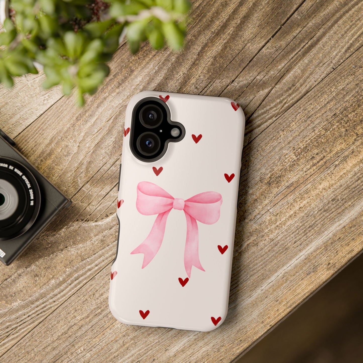 Pink Bow & Red Hearts MagSafe iPhone® Case