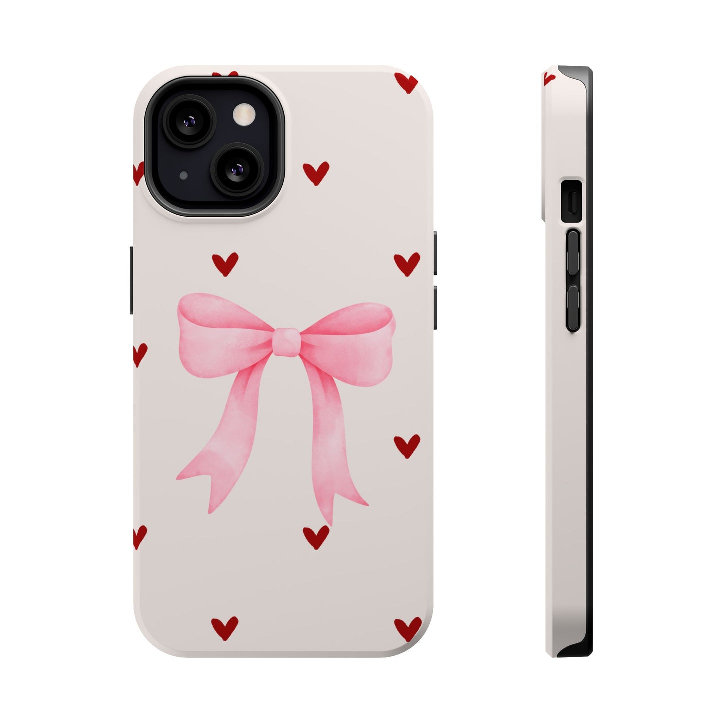 Pink Bow & Red Hearts MagSafe iPhone® Case