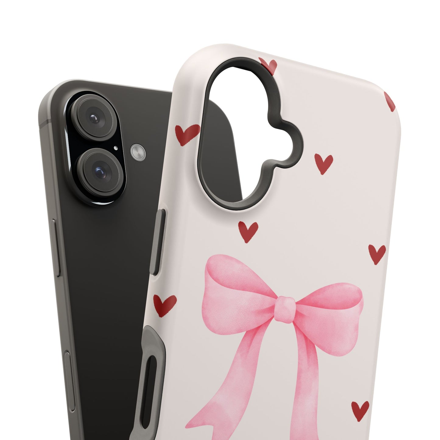 Pink Bow & Red Hearts MagSafe iPhone® Case