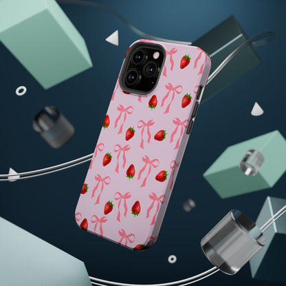 Pink Bow & Strawberry MagSafe iPhone® Case