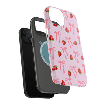 Pink Bow & Strawberry MagSafe iPhone® Case