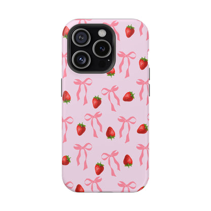 Pink Bow & Strawberry MagSafe iPhone® Case