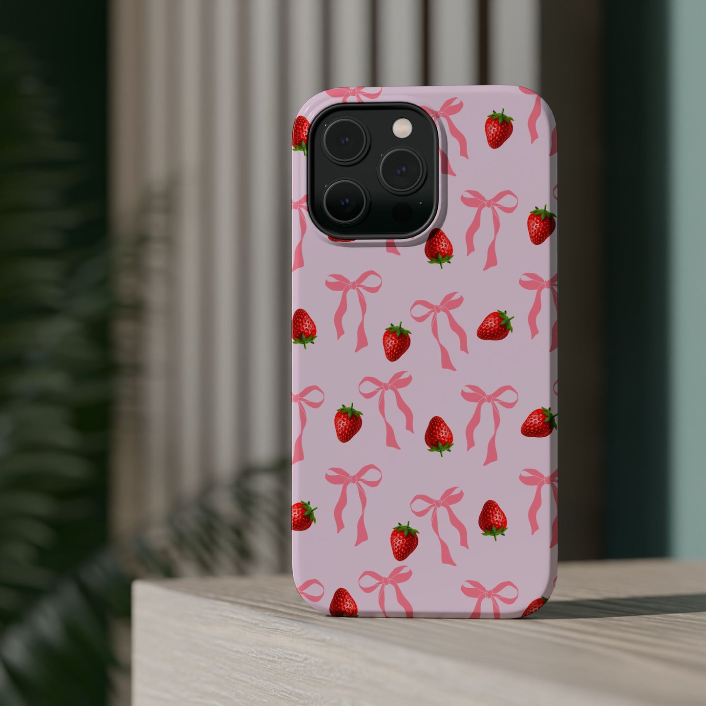 Pink Bow & Strawberry MagSafe iPhone® Case