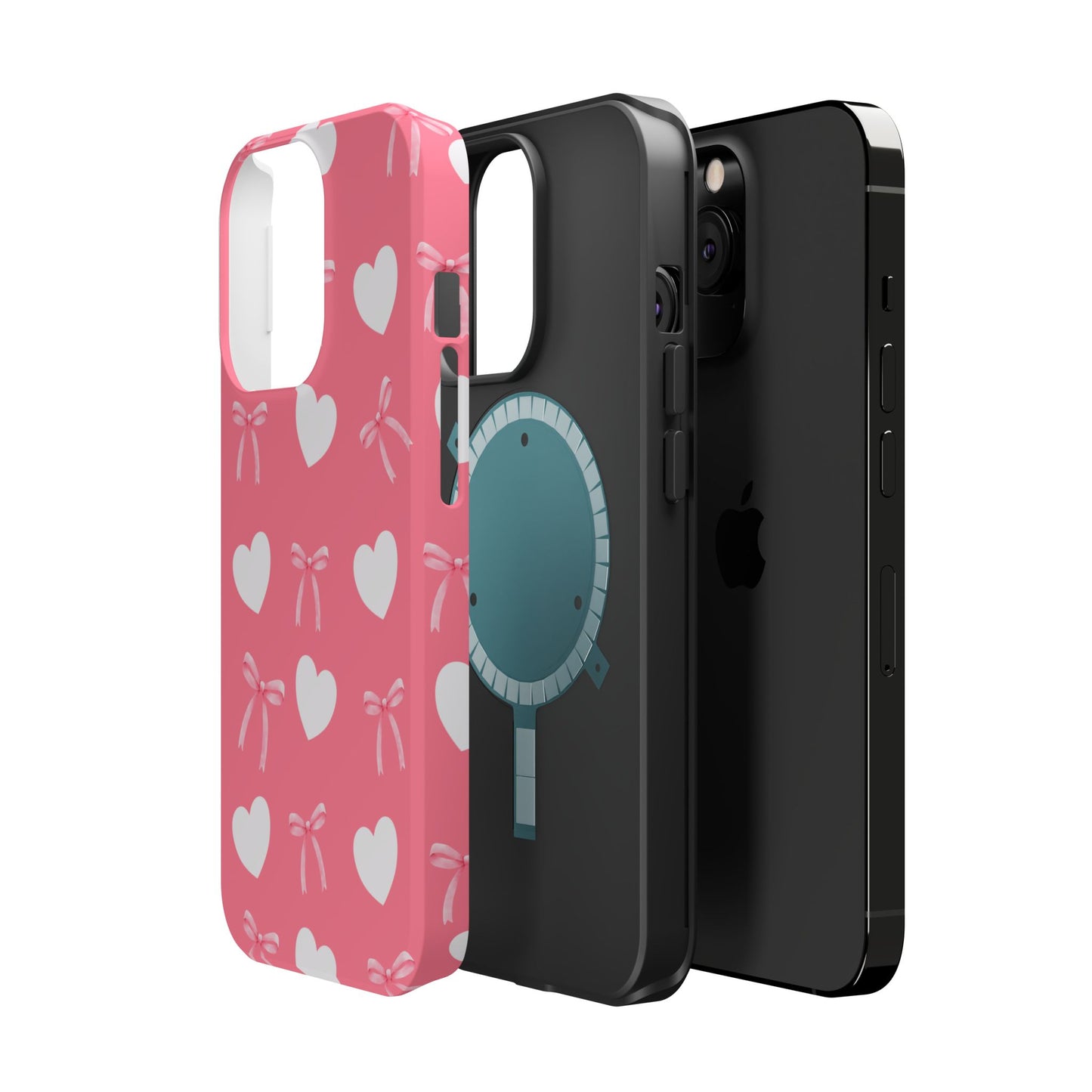Pink Bow & White Hearts MagSafe iPhone® Case