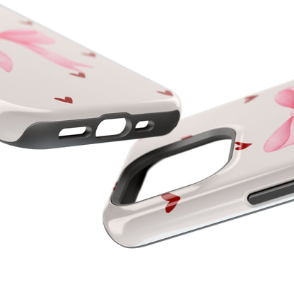 Pink Bow & Red Hearts MagSafe iPhone® Case