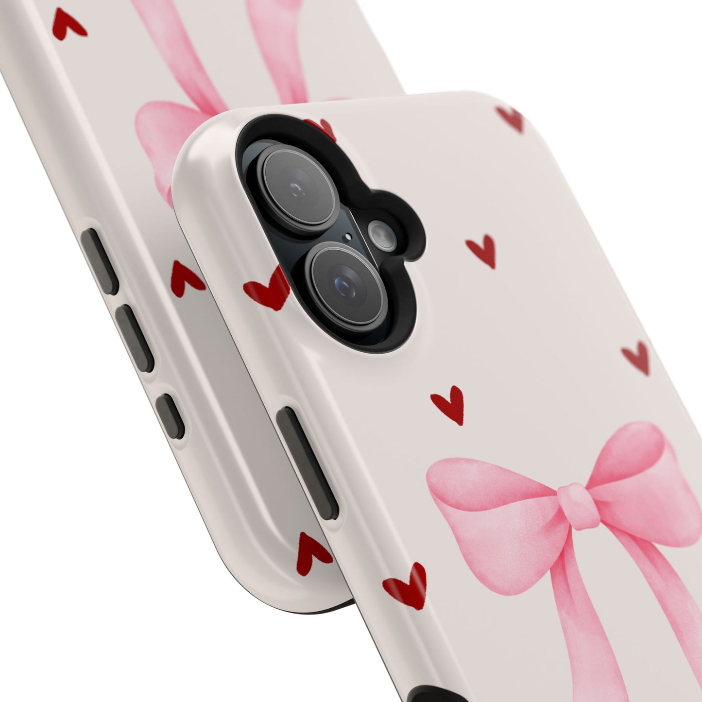 Pink Bow & Red Hearts MagSafe iPhone® Case