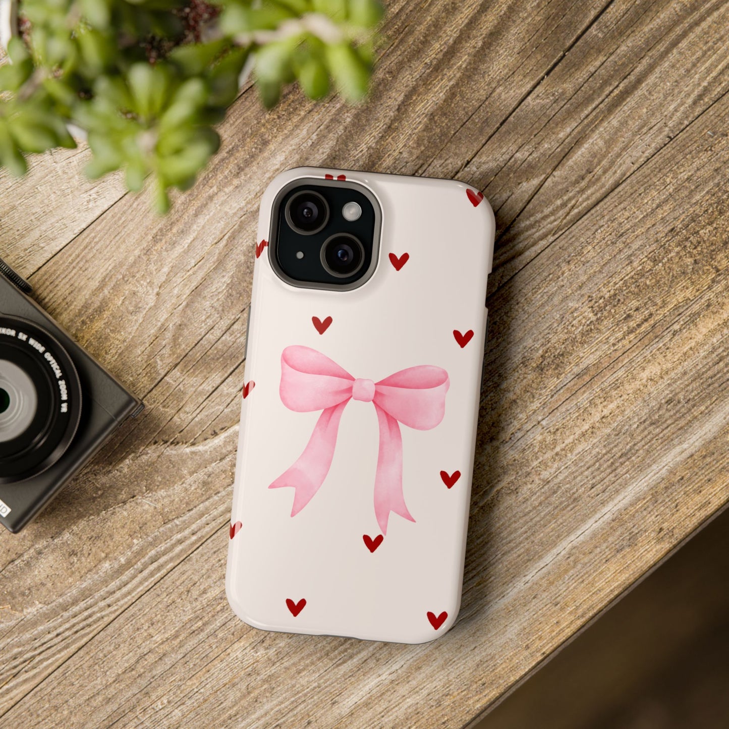 Pink Bow & Red Hearts MagSafe iPhone® Case