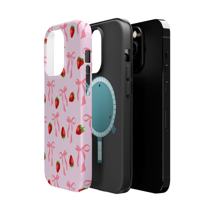 Pink Bow & Strawberry MagSafe iPhone® Case