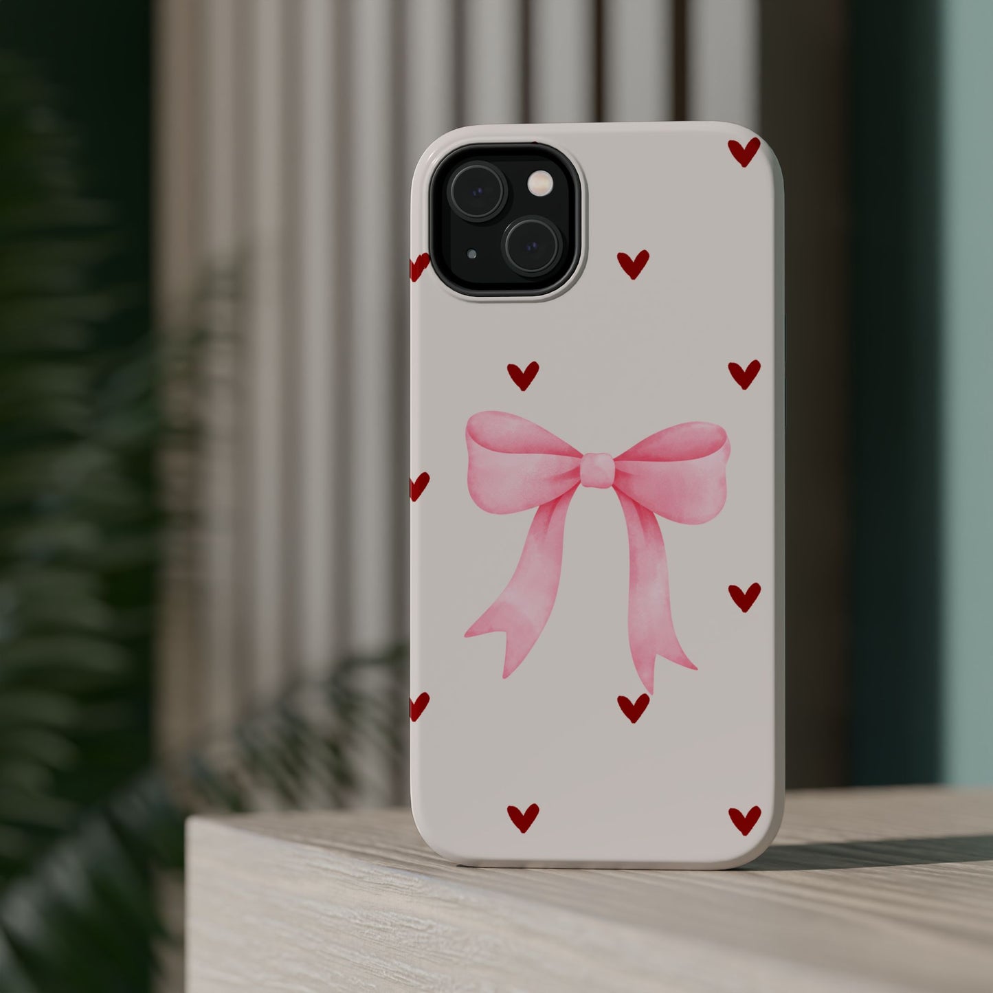 Pink Bow & Red Hearts MagSafe iPhone® Case