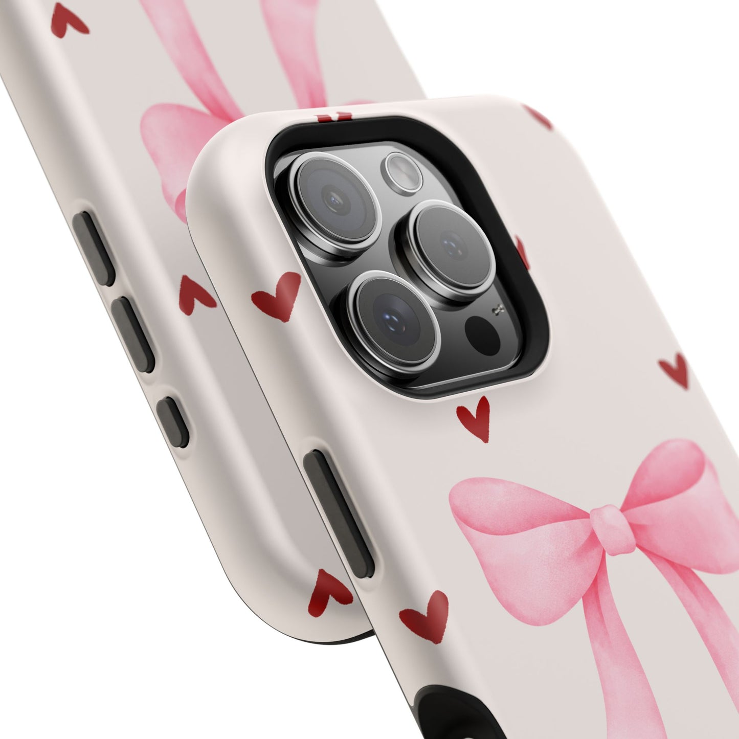 Pink Bow & Red Hearts MagSafe iPhone® Case