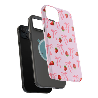 Pink Bow & Strawberry MagSafe iPhone® Case