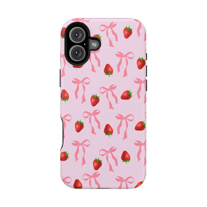 Pink Bow & Strawberry MagSafe iPhone® Case