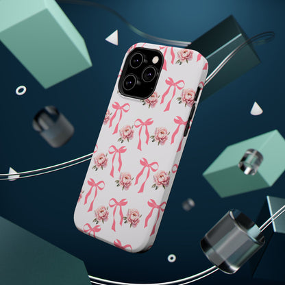 Pink Bow & Flowers MagSafe iPhone® Case