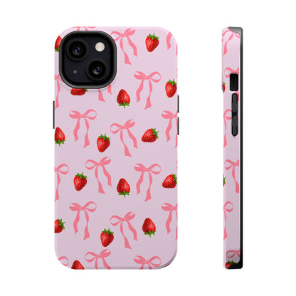 Pink Bow & Strawberry MagSafe iPhone® Case