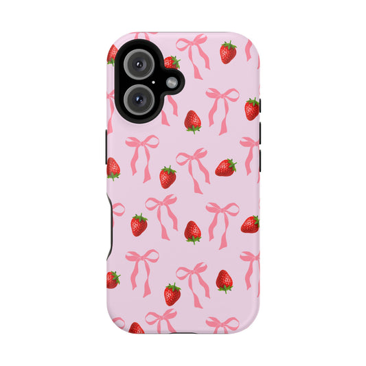 Pink Bow & Strawberry MagSafe iPhone® Case