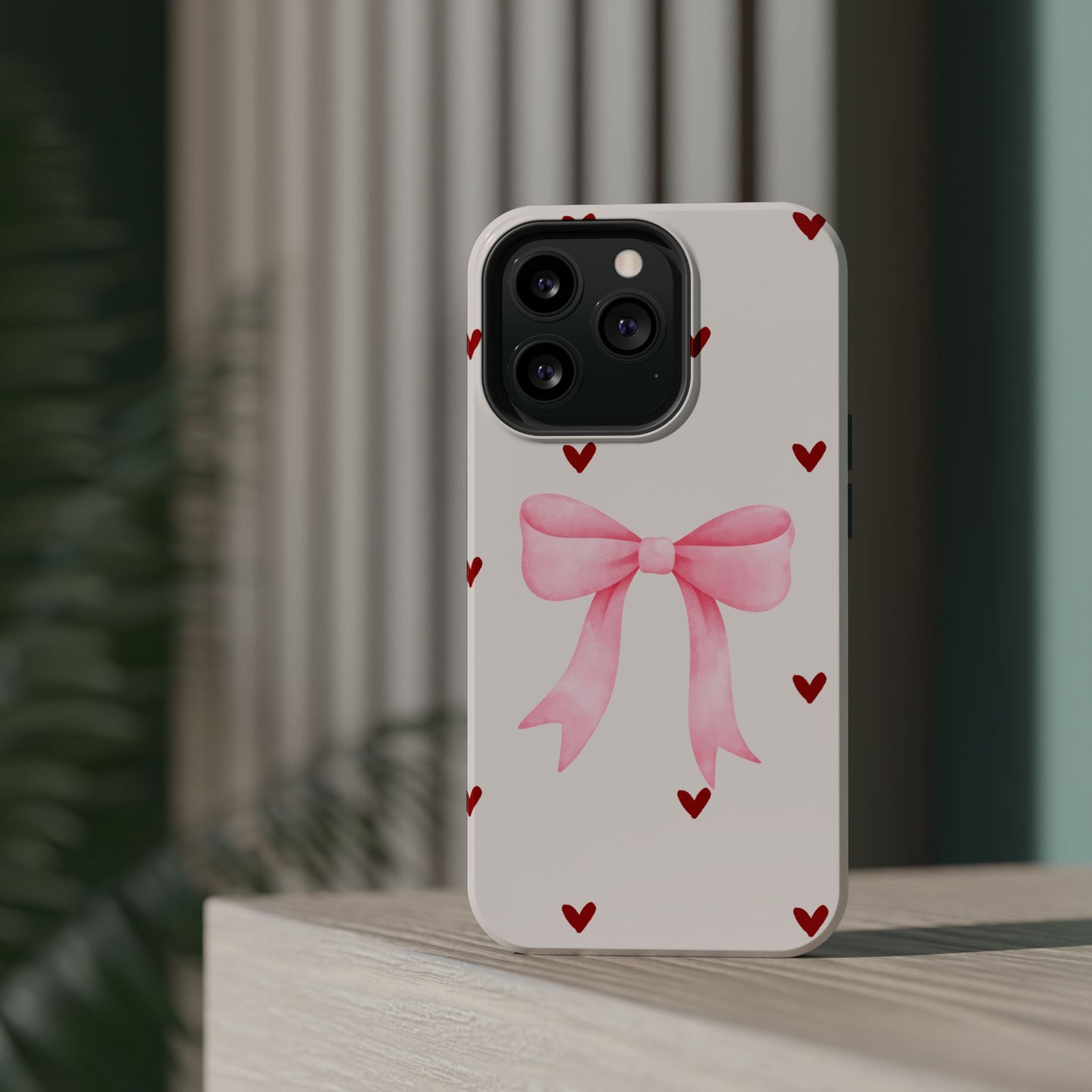 Pink Bow & Red Hearts MagSafe iPhone® Case