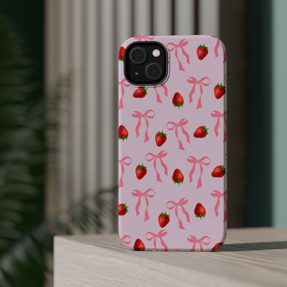 Pink Bow & Strawberry MagSafe iPhone® Case