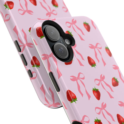 Pink Bow & Strawberry MagSafe iPhone® Case