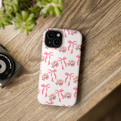Pink Bow & Flowers MagSafe iPhone® Case