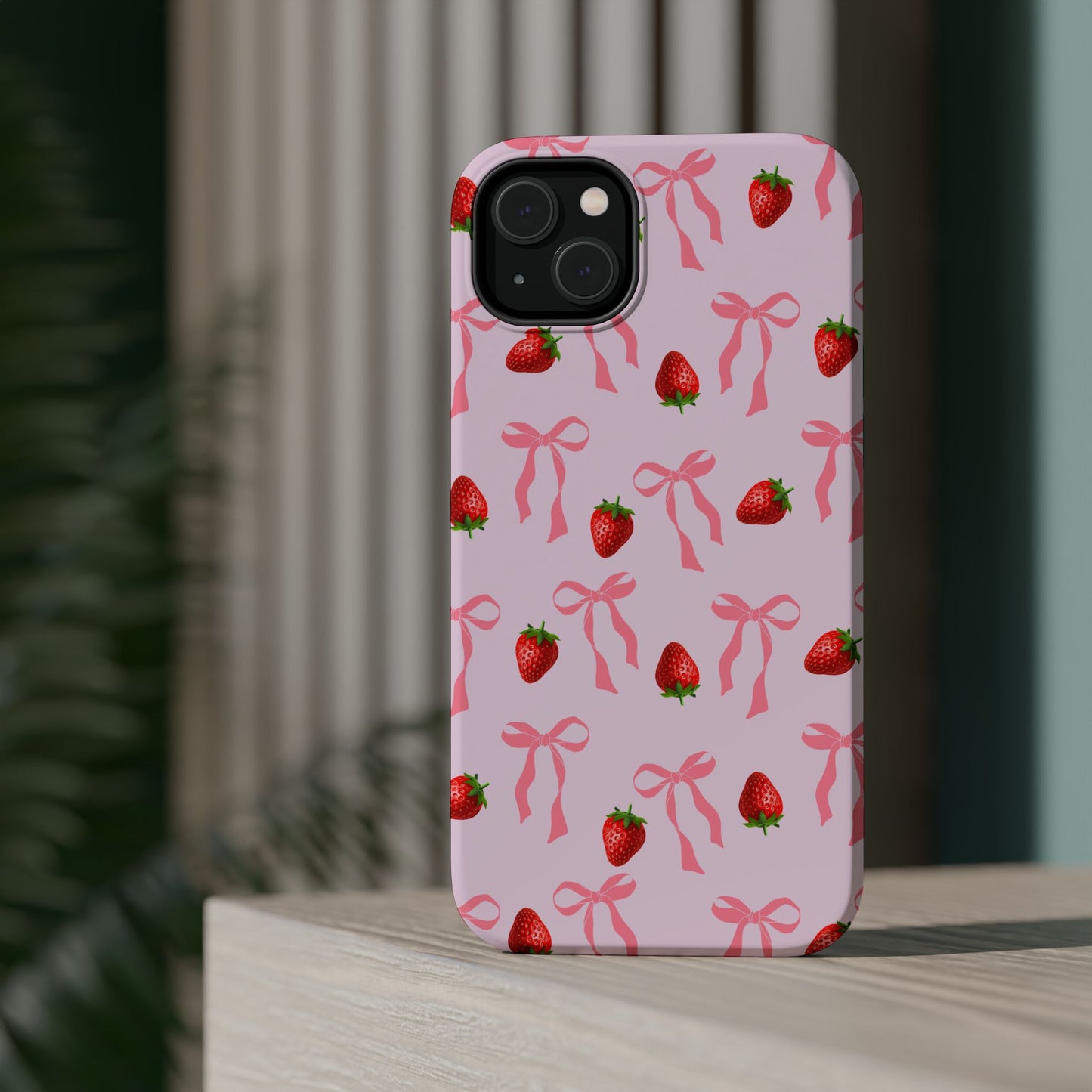 Pink Bow & Strawberry MagSafe iPhone® Case