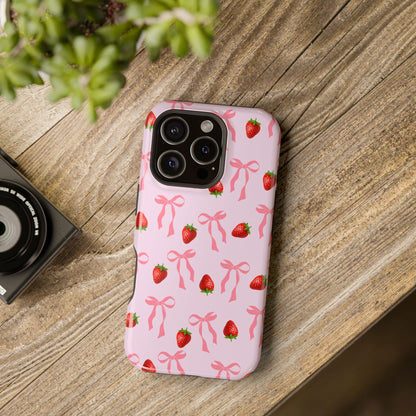 Pink Bow & Strawberry MagSafe iPhone® Case