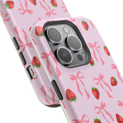 Pink Bow & Strawberry MagSafe iPhone® Case