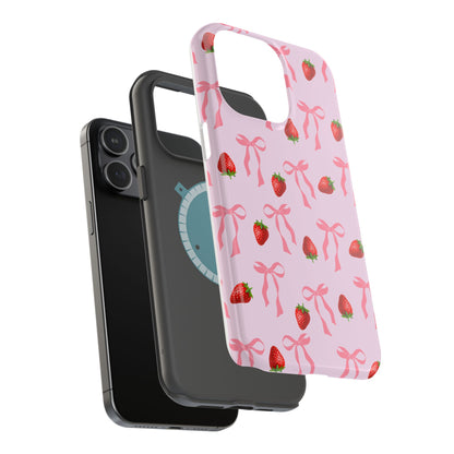 Pink Bow & Strawberry MagSafe iPhone® Case