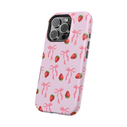 Pink Bow & Strawberry MagSafe iPhone® Case