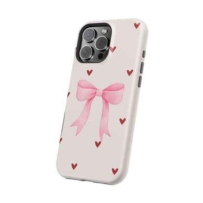 Pink Bow & Red Hearts MagSafe iPhone® Case