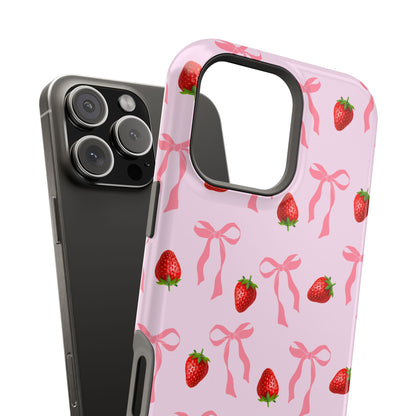 Pink Bow & Strawberry MagSafe iPhone® Case