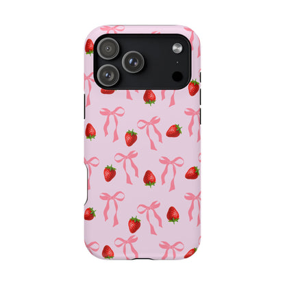 Pink Bow & Strawberry MagSafe iPhone® Case
