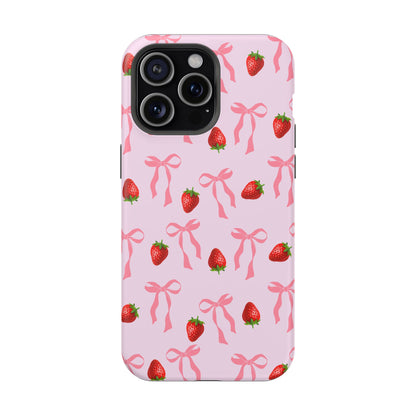Pink Bow & Strawberry MagSafe iPhone® Case