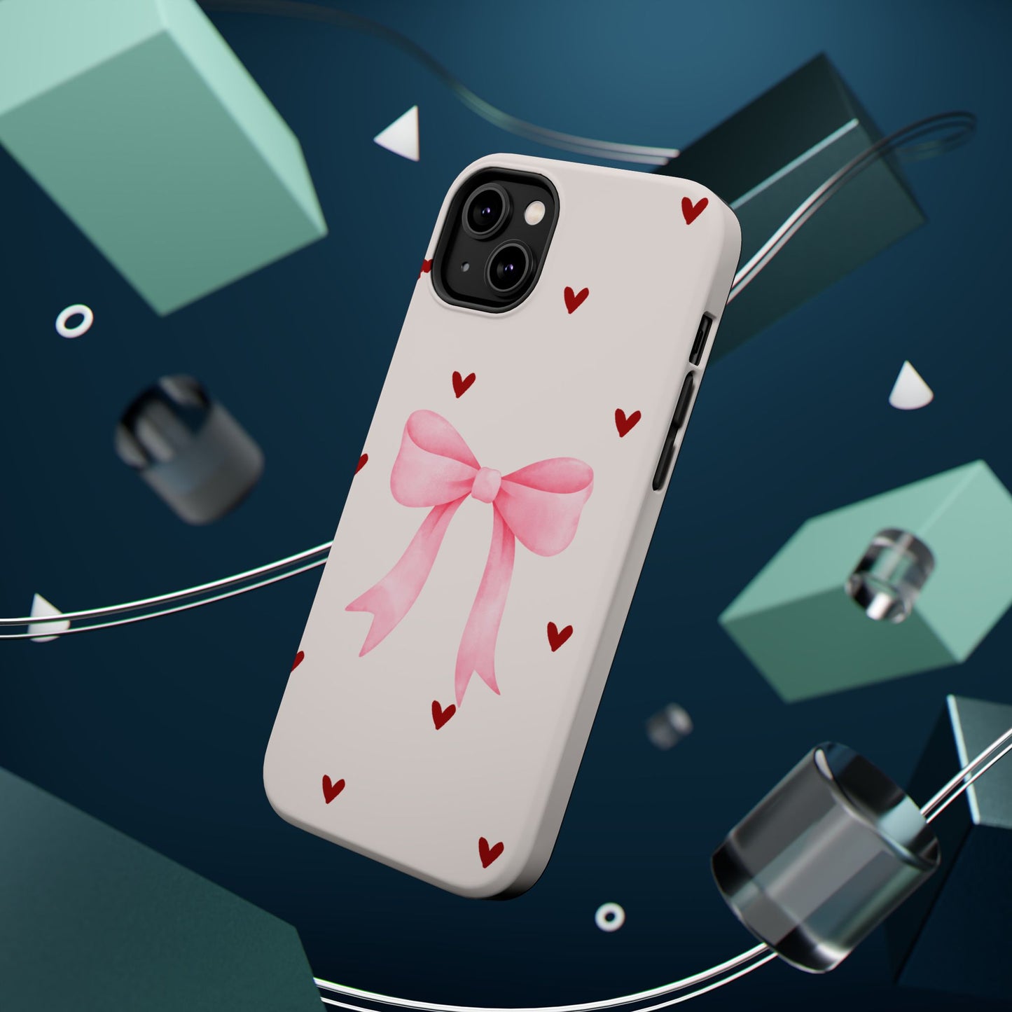 Pink Bow & Red Hearts MagSafe iPhone® Case