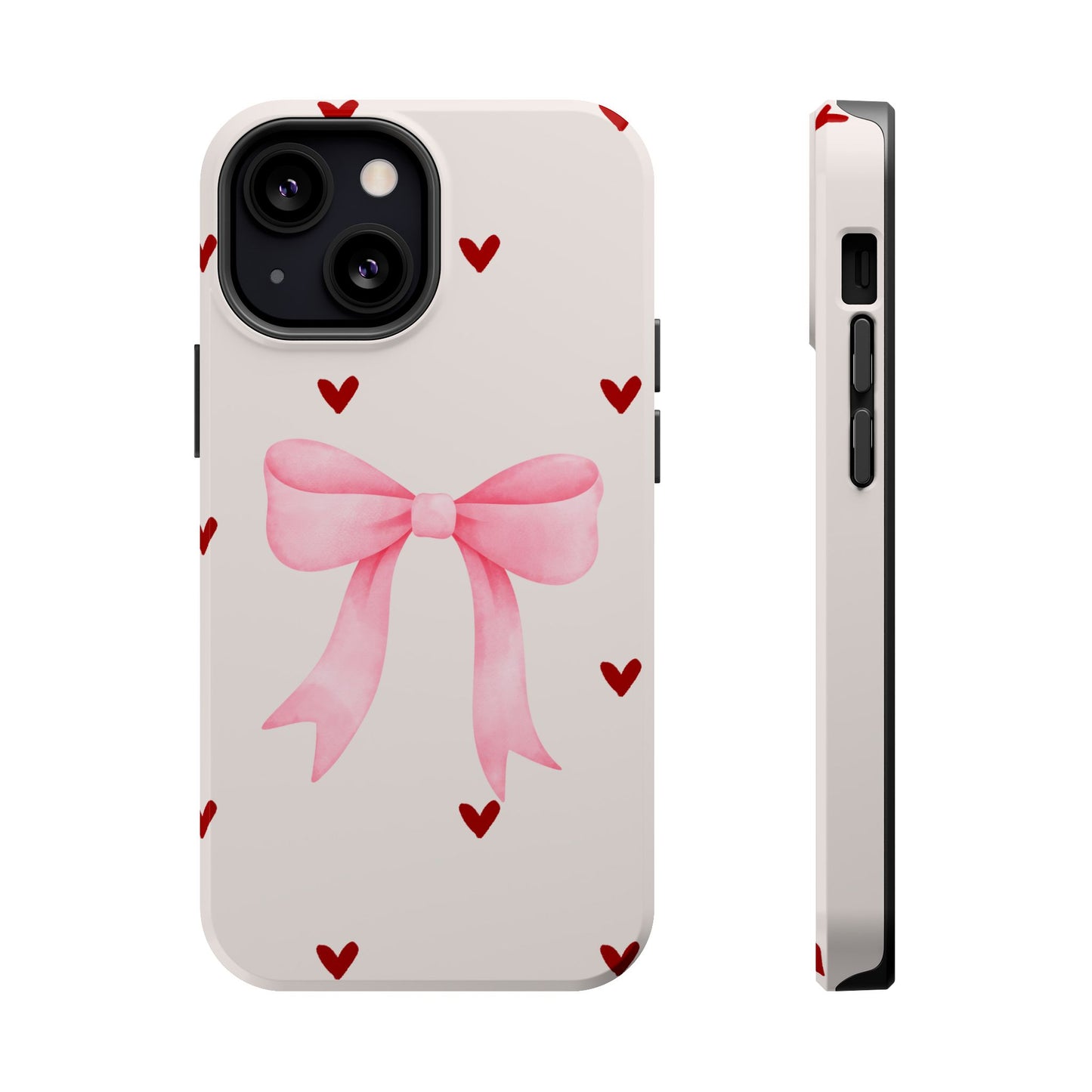 Pink Bow & Red Hearts MagSafe iPhone® Case