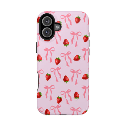 Pink Bow & Strawberry MagSafe iPhone® Case