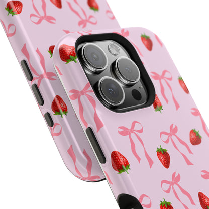 Pink Bow & Strawberry MagSafe iPhone® Case