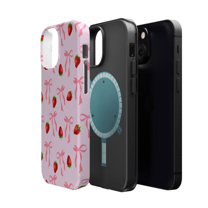 Pink Bow & Strawberry MagSafe iPhone® Case